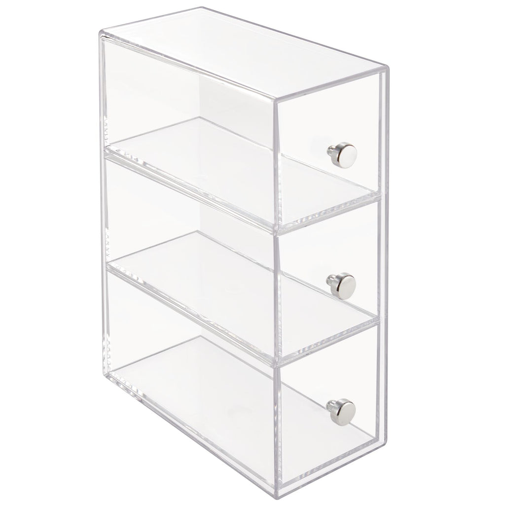 mDesign Plastic Home Office 3 Drawer Cube Storage Organizer - Desktop