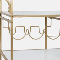 3-Tier Gold & White Rolling Bar Cart