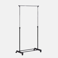 Adjustable Height Black Rolling Metal Clothing Rack