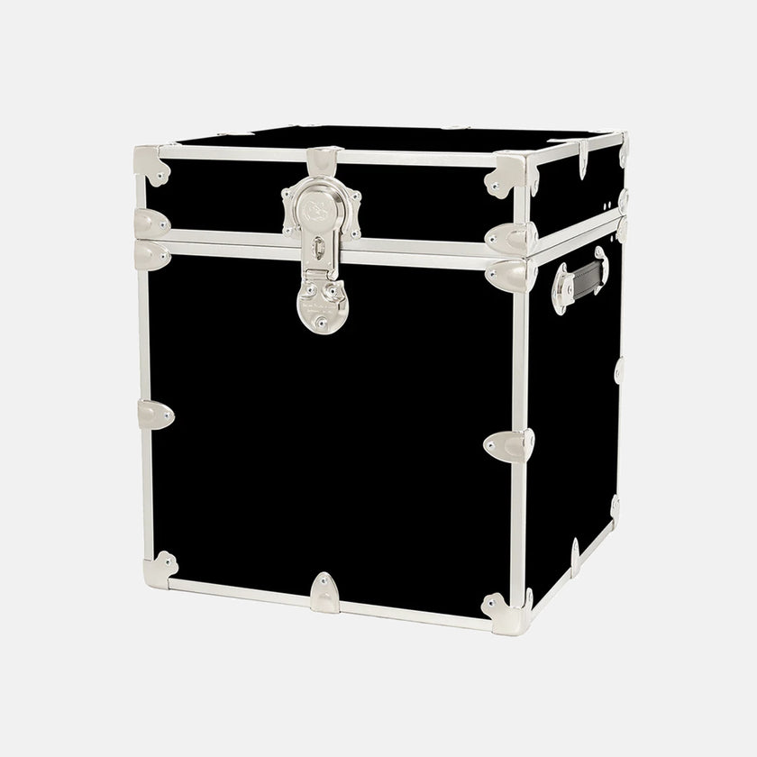 Rhino Vinyl Cube Trunk with Silver Trim | Dorm Essentials - White - Dormify