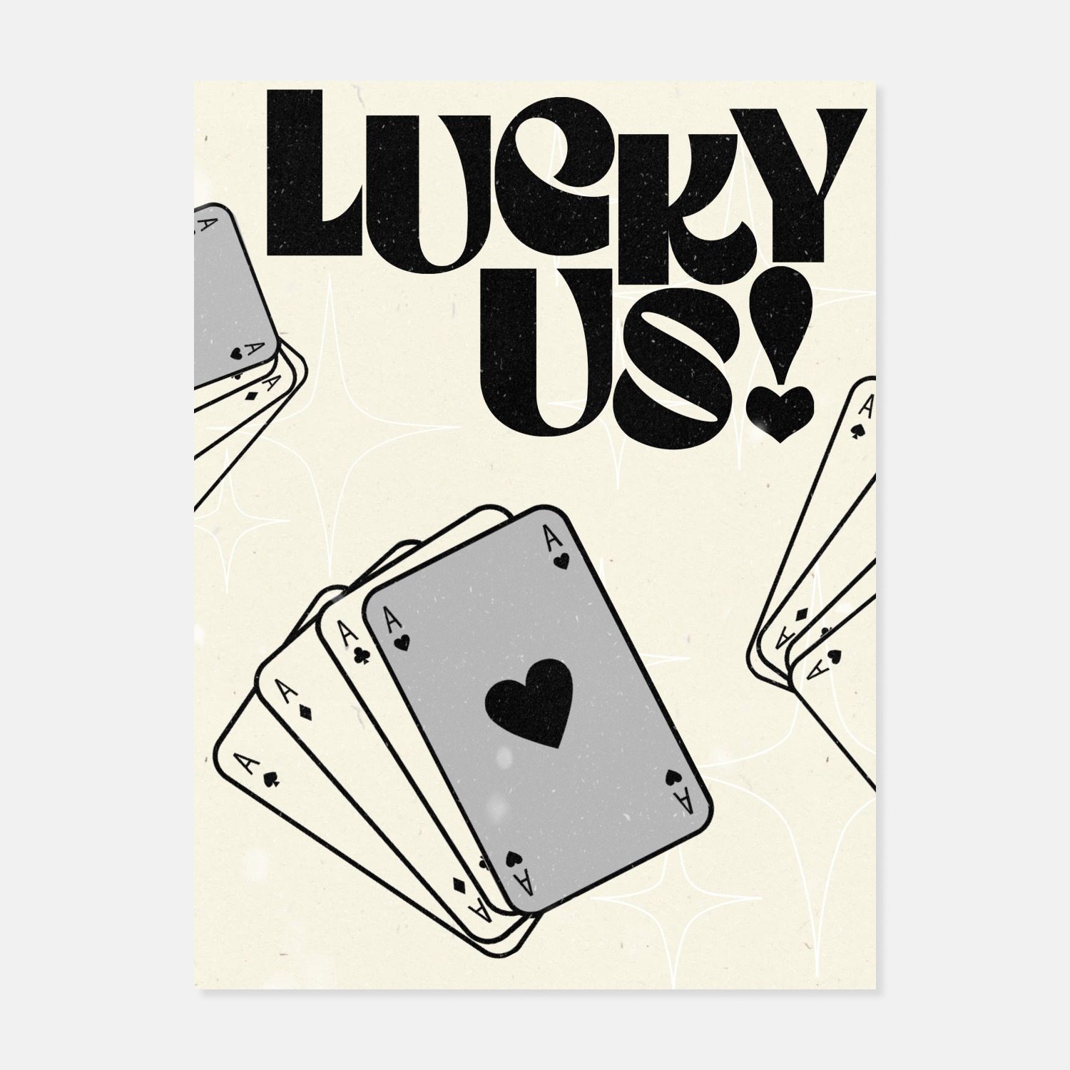 Set of 6 Trendy Retro Wall Art Black Lucky You Print Queen 