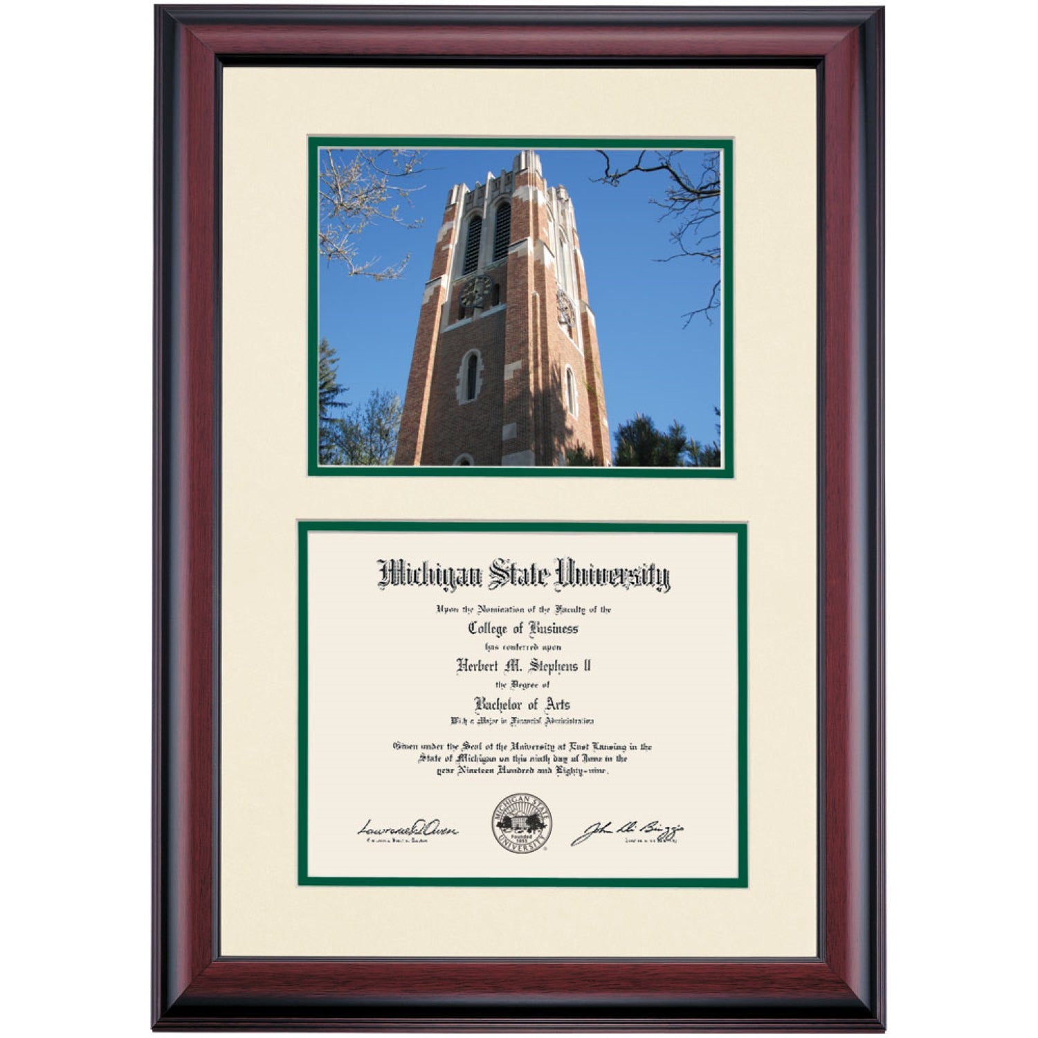 Michigan State Premier Beaumont Tower Diploma Frame | College Shop ...