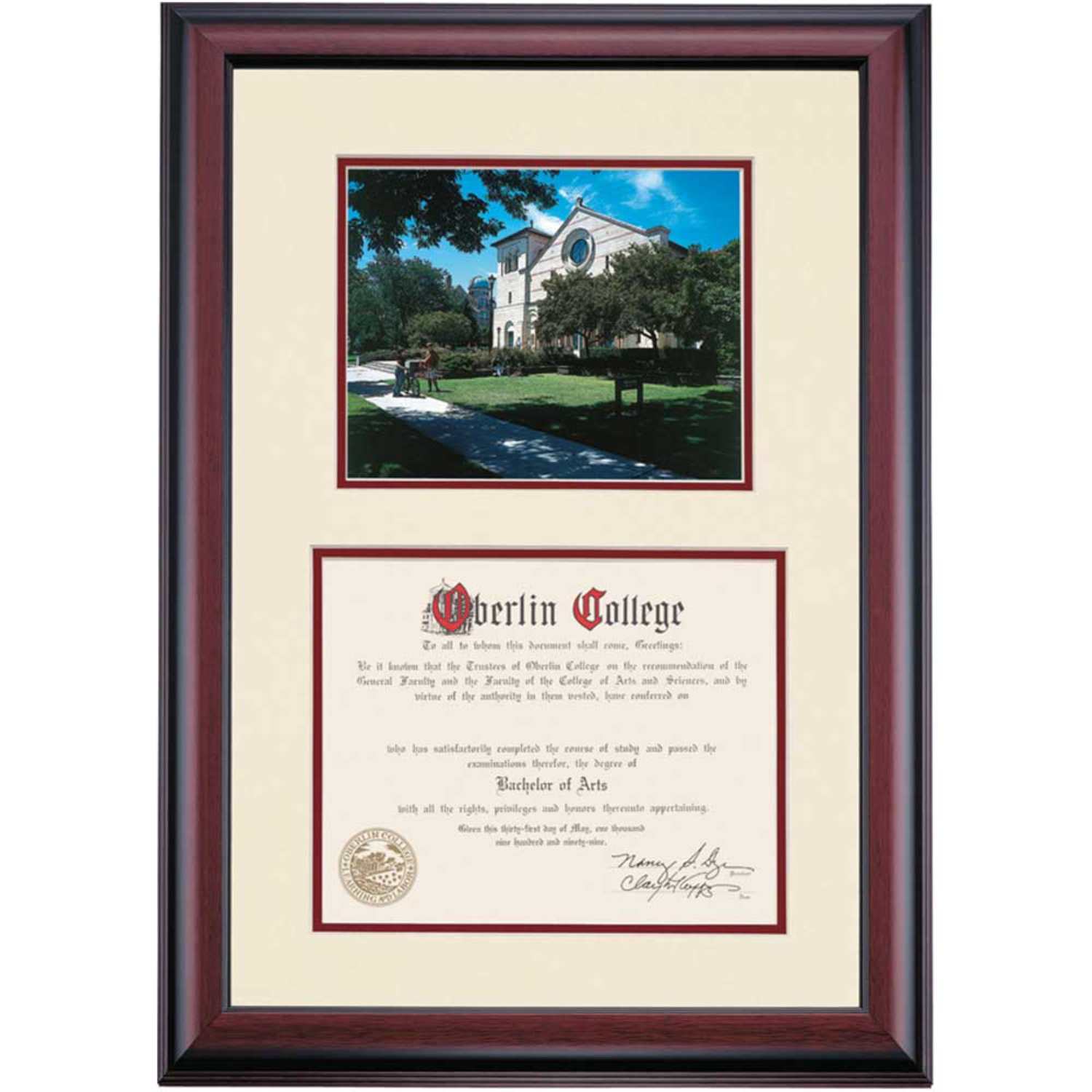 Oberlin College and Conservatory Premier Finney Chapel Diploma Frame ...