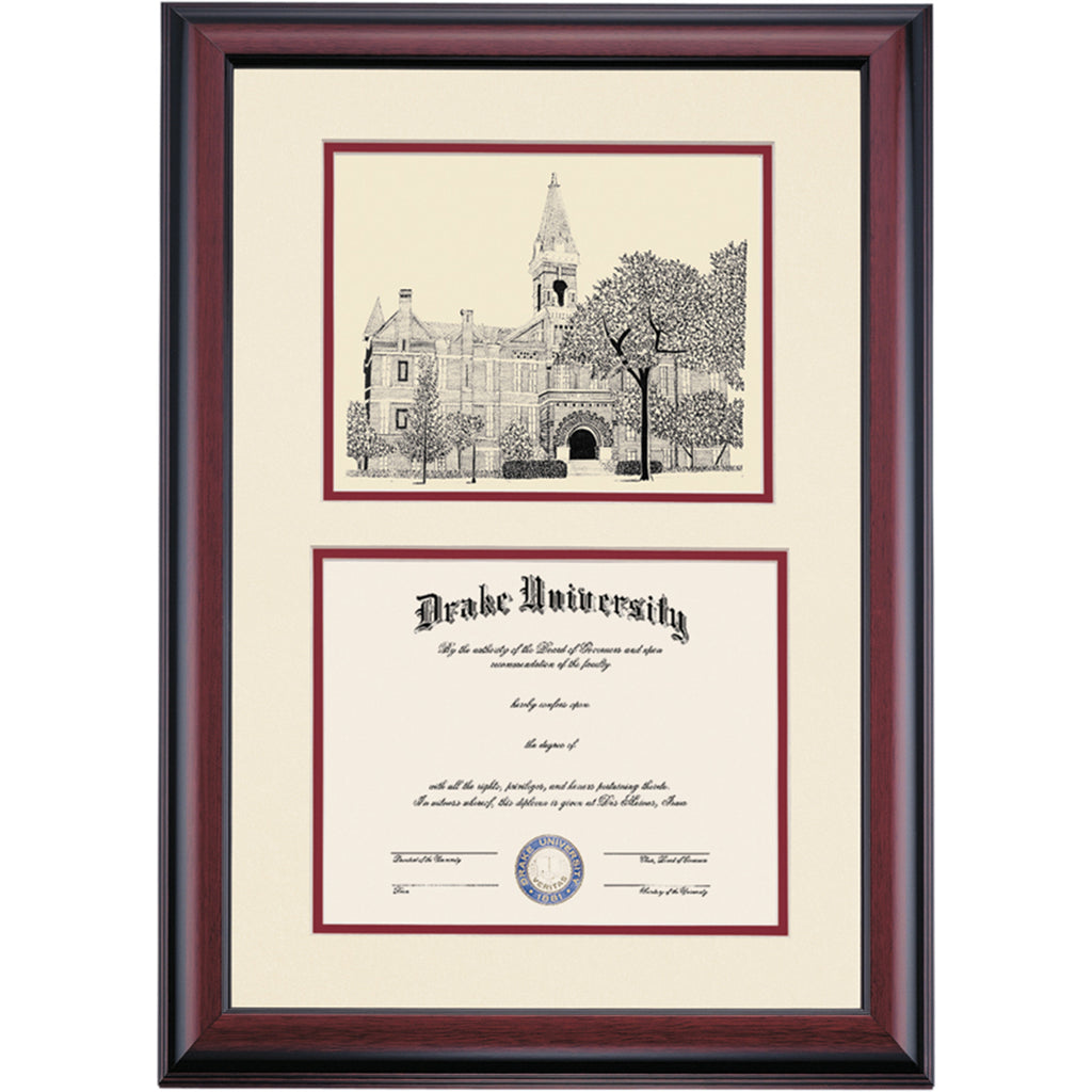 Drake Premier Old Main Diploma Frame | Dorm Essentials - Ivory/Maroon ...