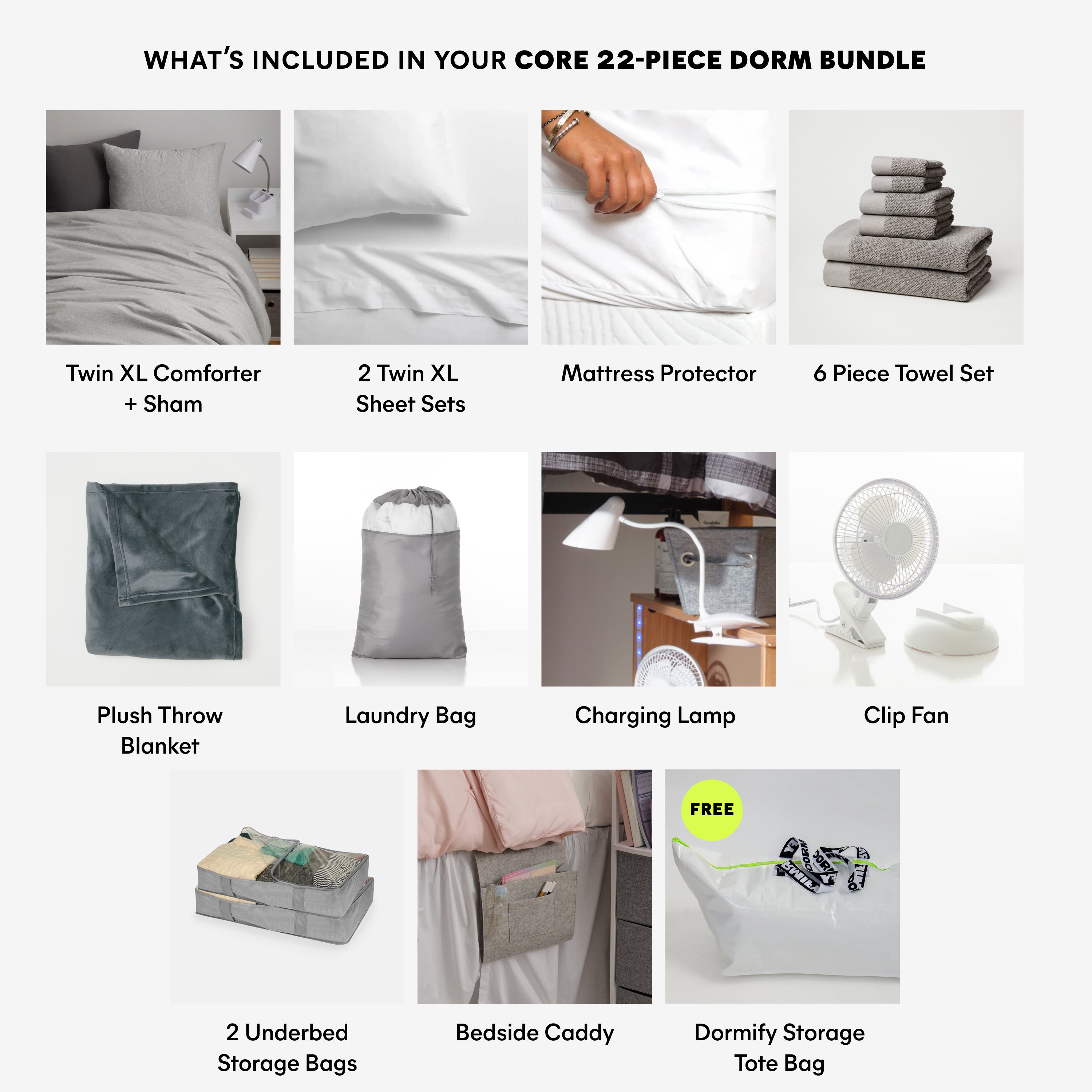 Core 22-Piece Dorm Bundle | Dorm Essentials - Dormify