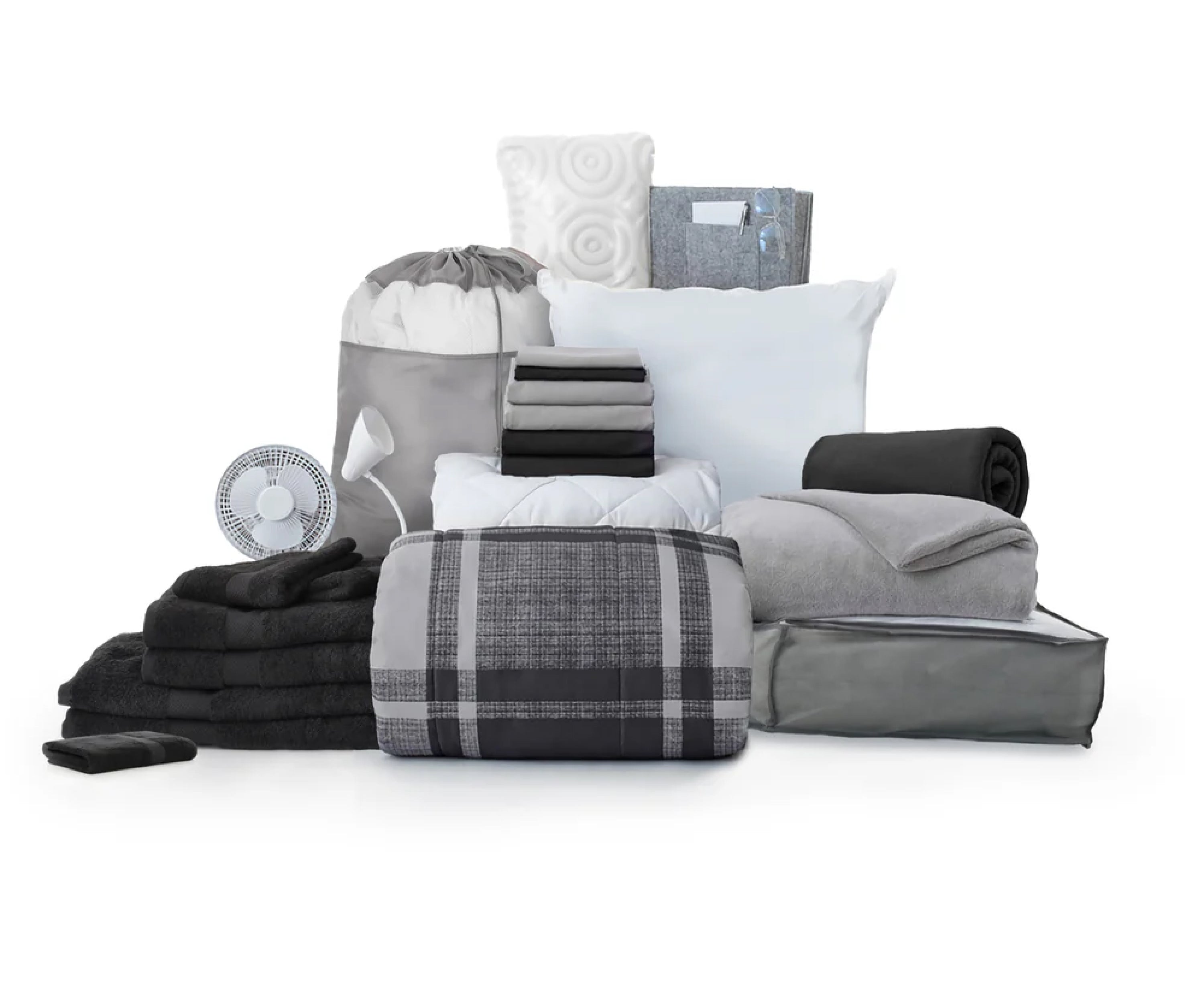 Core 24-Piece Dorm Bundle | Dorm Essentials - Grey Plaid - Dormify