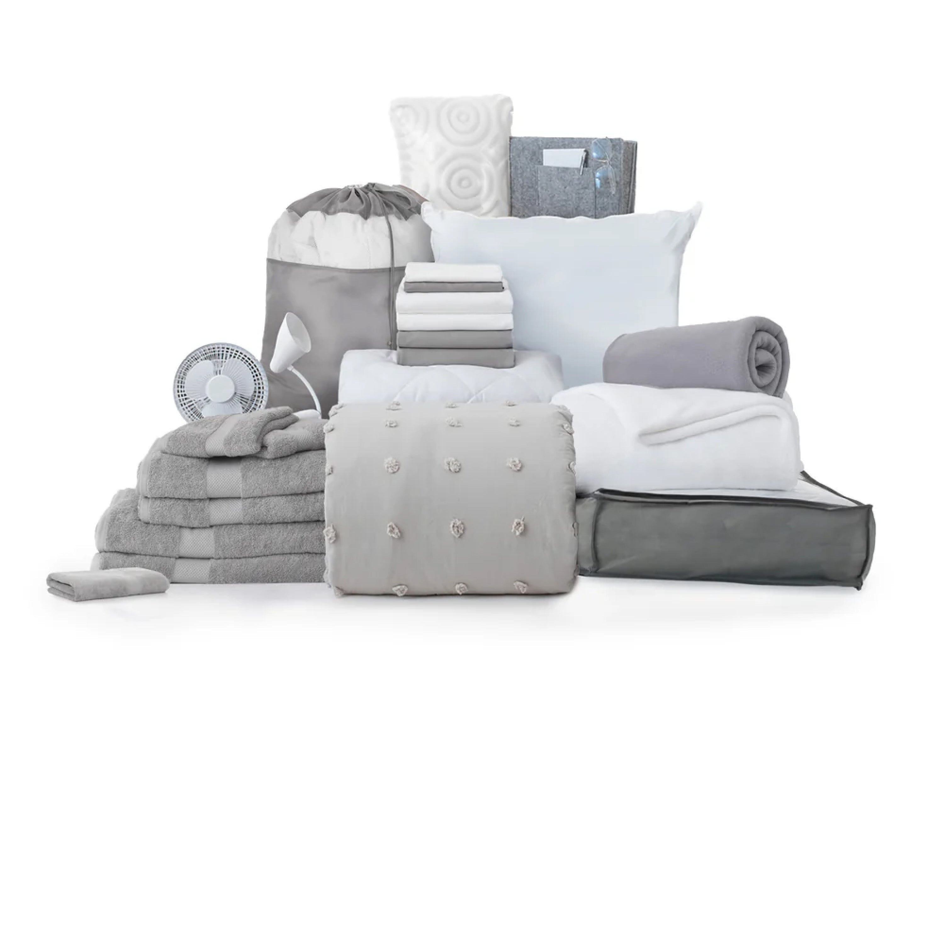 Core 24-Piece Dorm Bundle | Dorm Essentials - Grey Plaid - Dormify