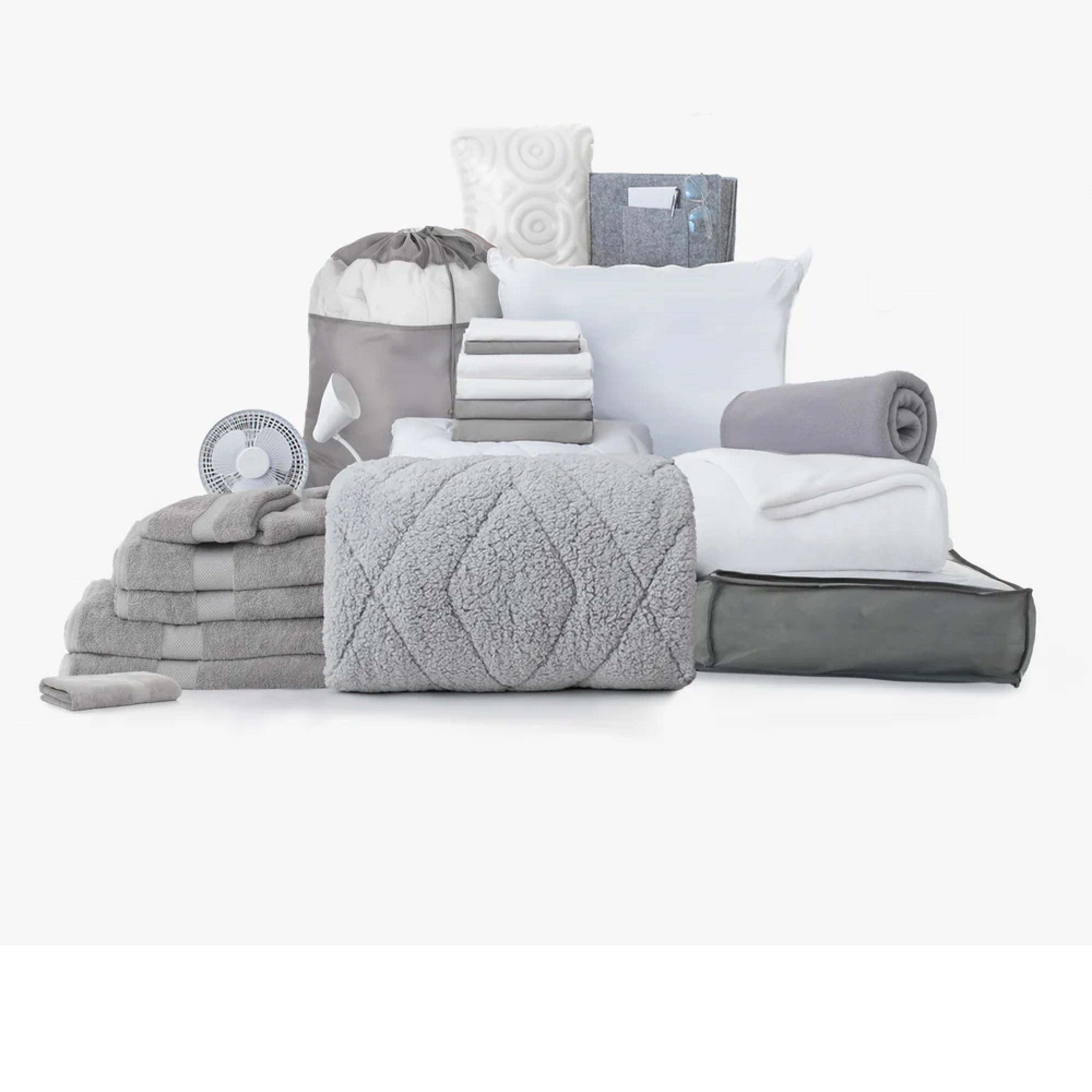 Core 24-Piece Dorm Bundle | Dorm Essentials - Grey Plaid - Dormify