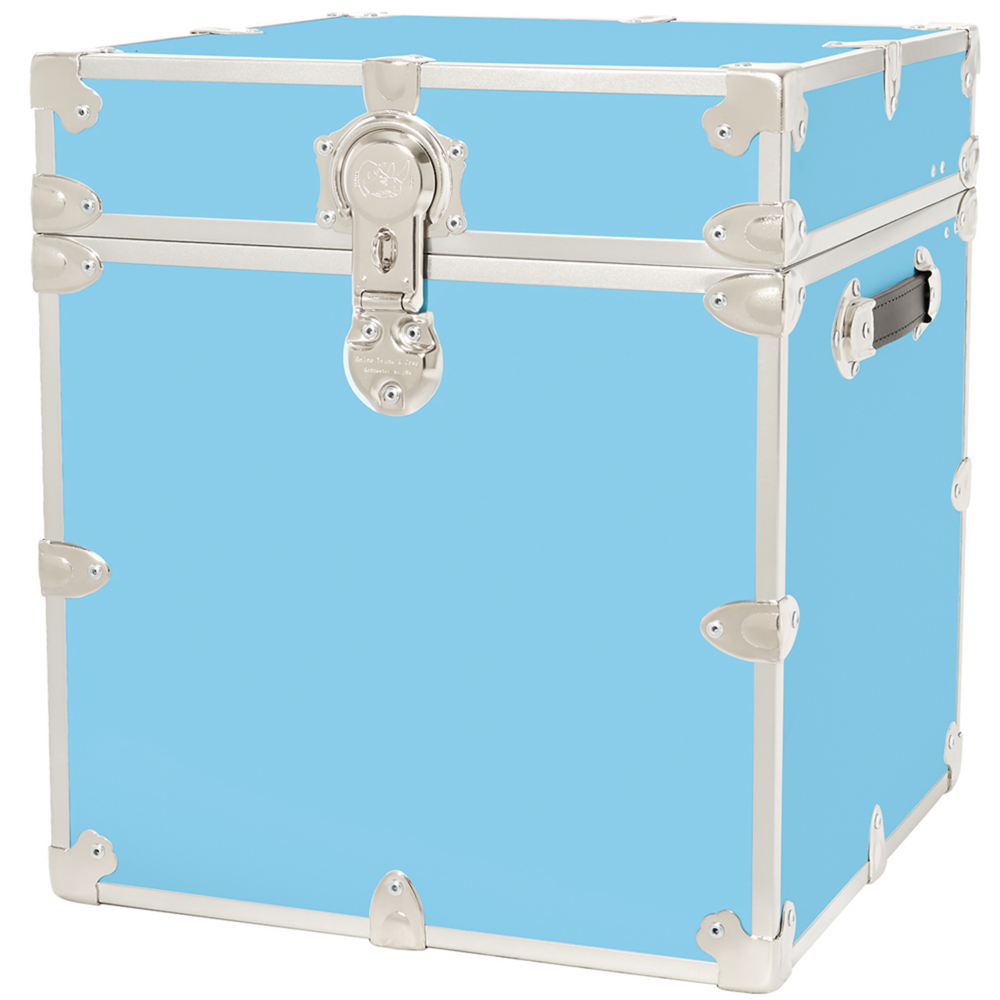 Rhino Vinyl Cube Trunk with Silver Trim | Dorm Essentials - White - Dormify