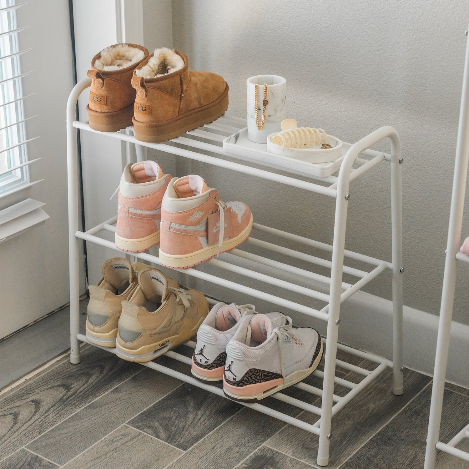 Honey-Can-Do 2-Tier Tubular Metal Shoe Rack ,Gray