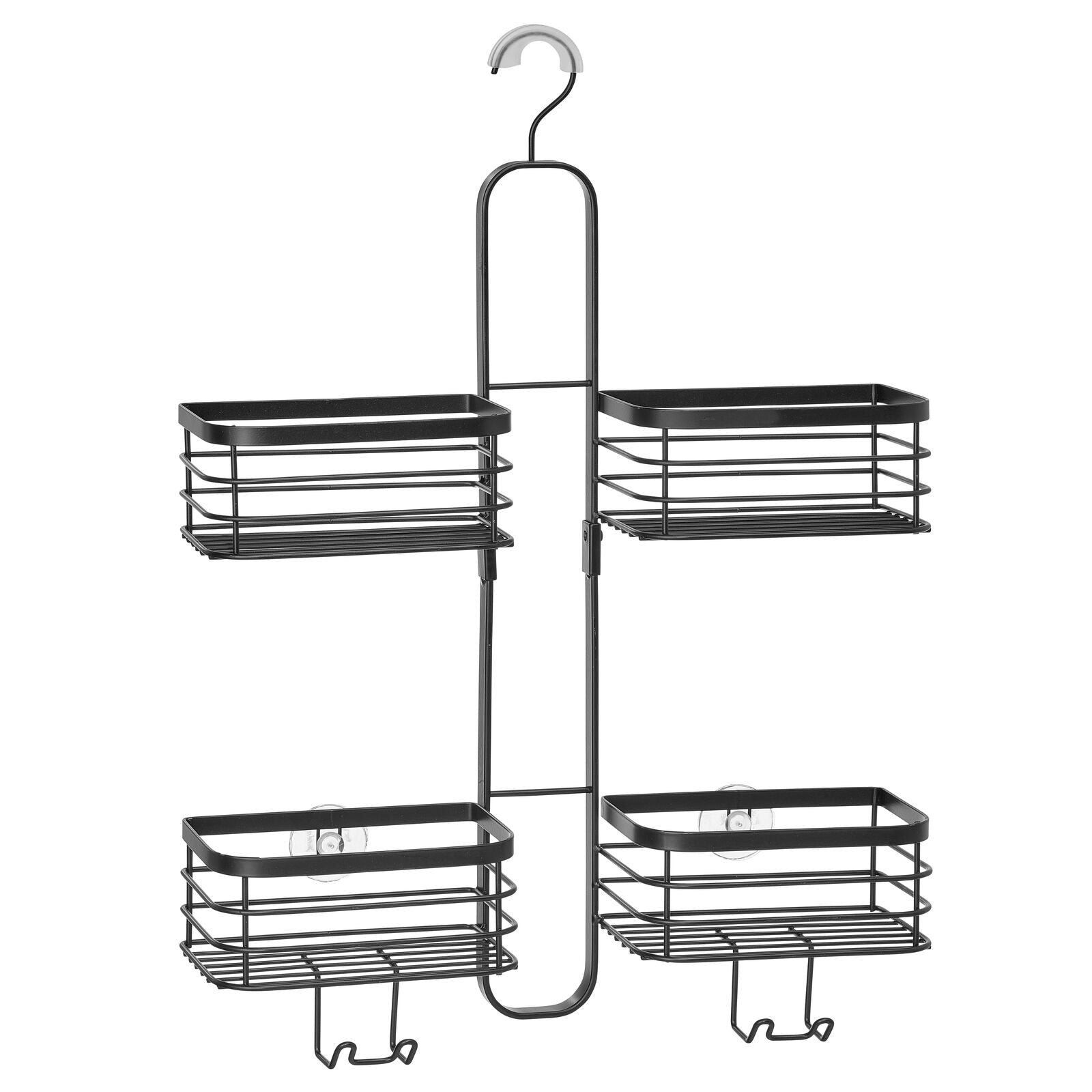 mDesign Steel Over Door Hanging Shower Caddy Storage Organizer - Gray/White