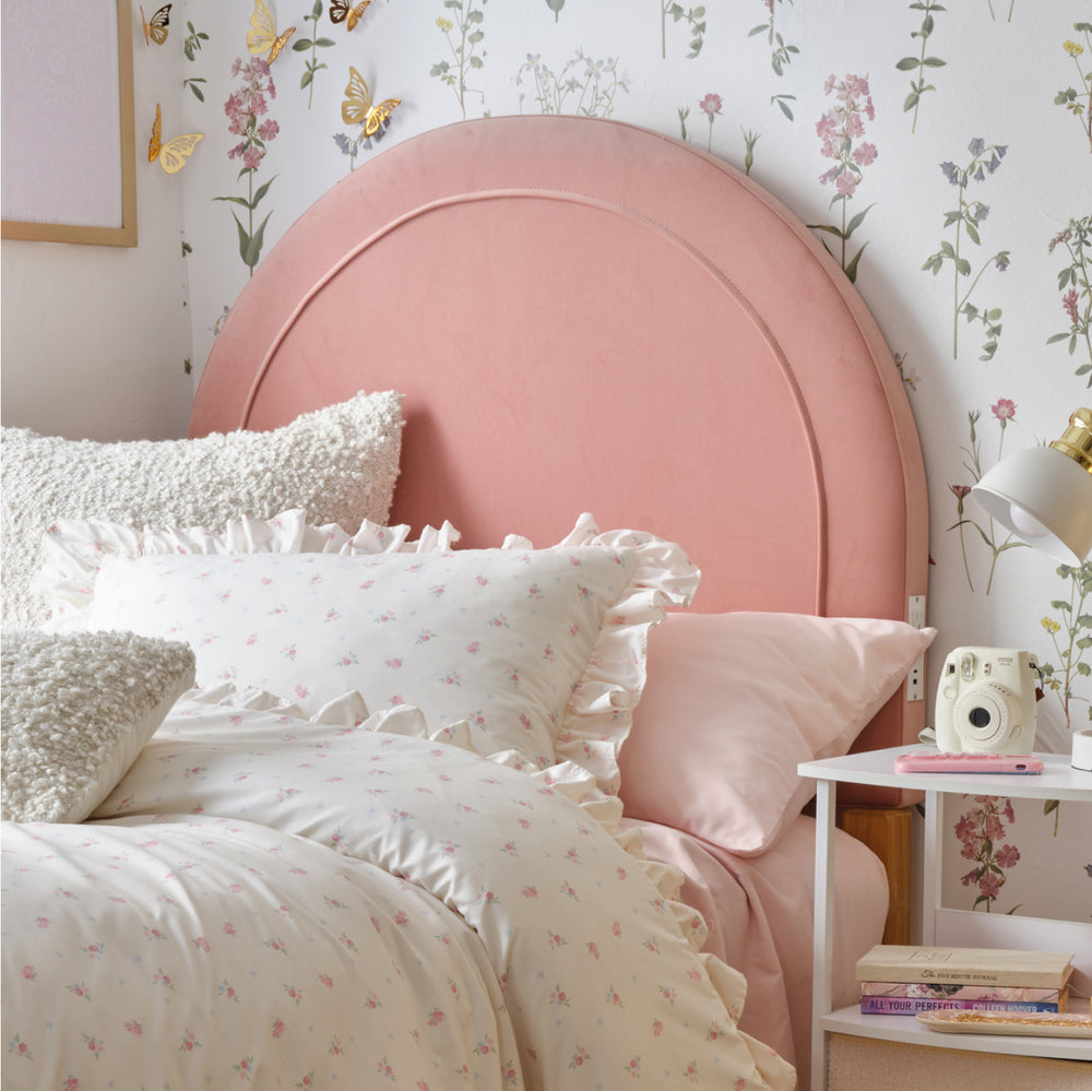 Riley Charging Round Headboard | Dorm Essentials - Dusty Rose / Twin ...