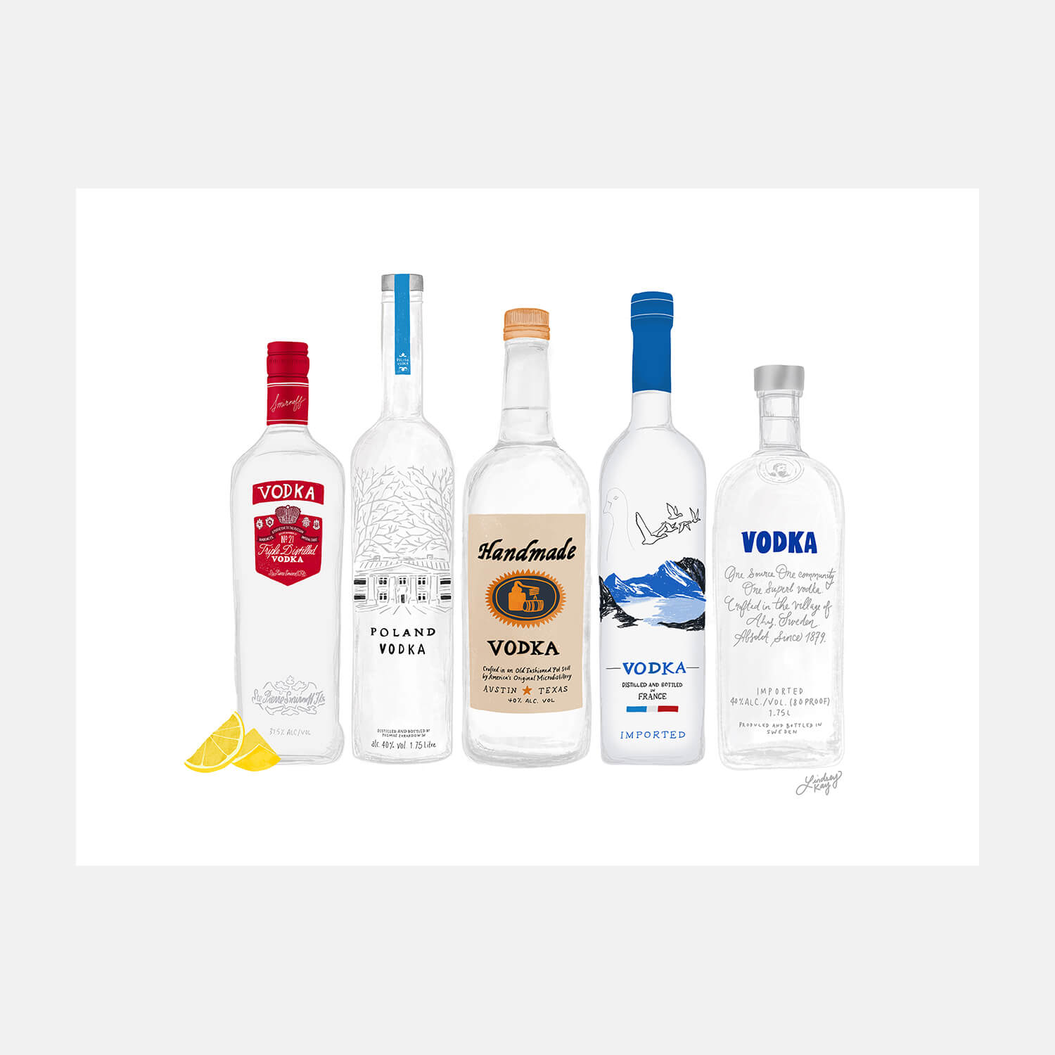 Vodka Bottles Print by Lindsey-Kay-Co | Dorm Essentials - Dormify