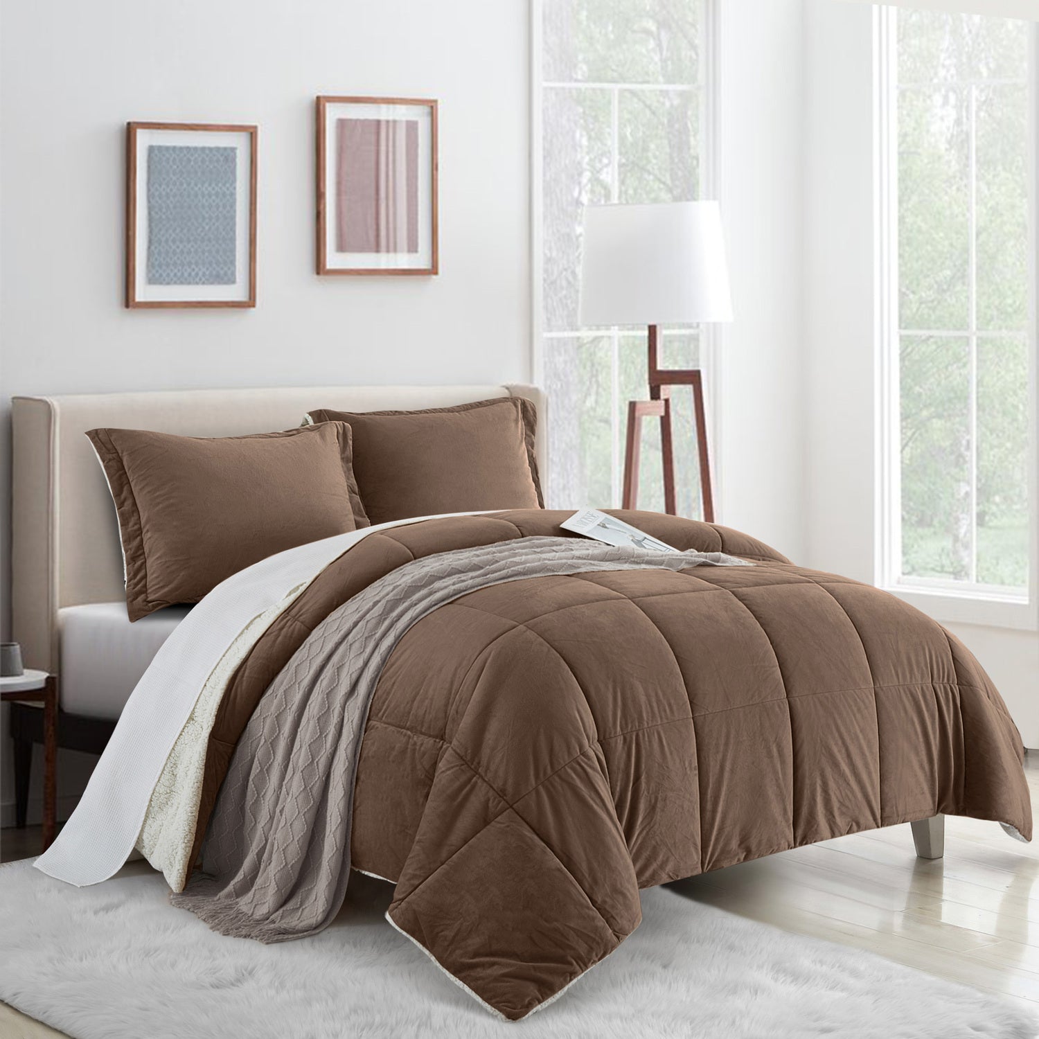 Heavyweight Sherpa Reversible Down Alternative Comforter Set - Dormify