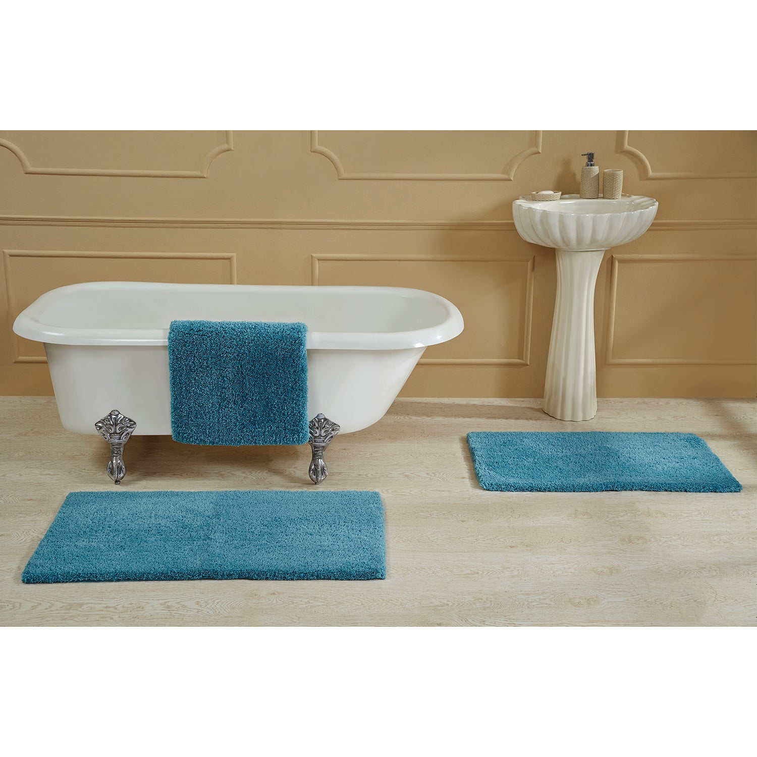 Large Hotel Cotton Bath Mat - Medium Grey/White - Dormify